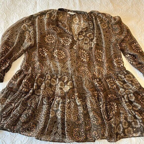 H&M Dresses & Skirts - H&M‎ Bohemian Brown Block Print Style Dress Size Medium